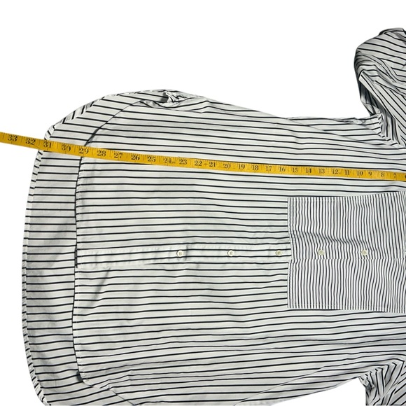 Lauren Ralph Lauren Womens Large White Navy Stripe Tunic Shirt Button Down Long - Picture 6 of 7